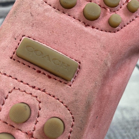 Coach Loafer Womens Size 6.5 Leather Neopoleon Flats Gold Metal Plate‎ Pink - Picture 9 of 10